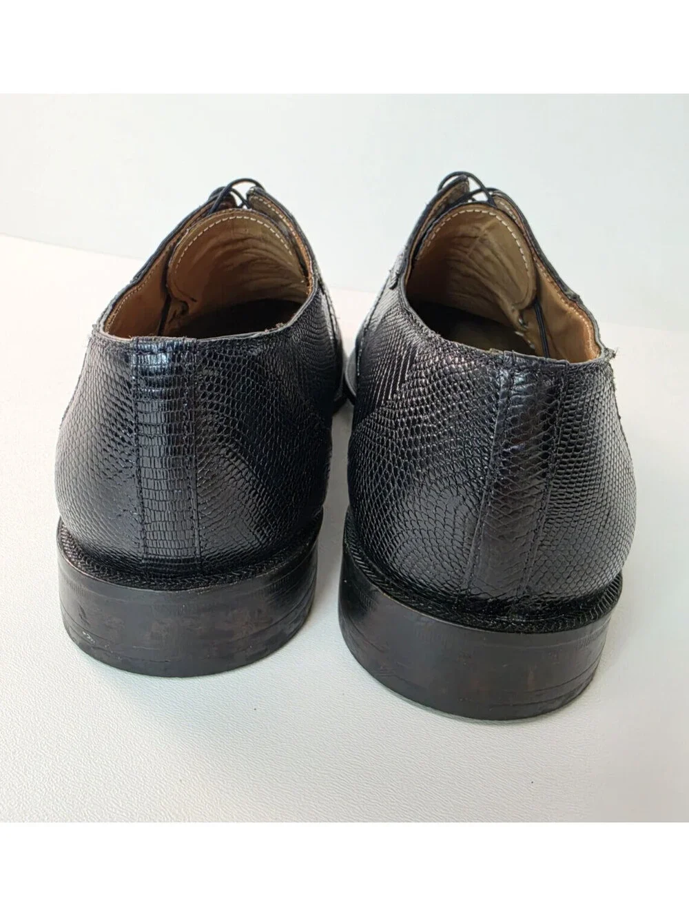 David Eden Black Leather Alligator Crocodile Skin Oxford Dress Shoes Mens 12